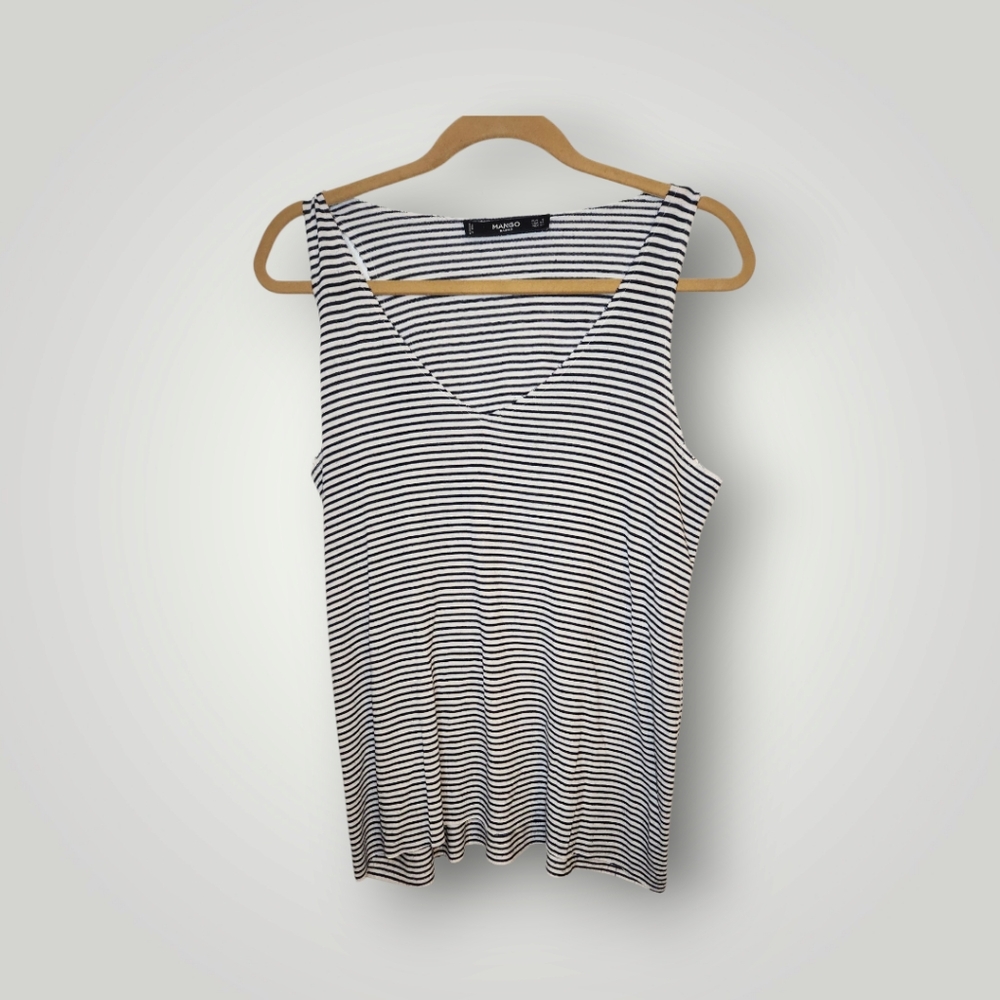 Mango Basics Swing Tank for Women Striped Top size Xs black white